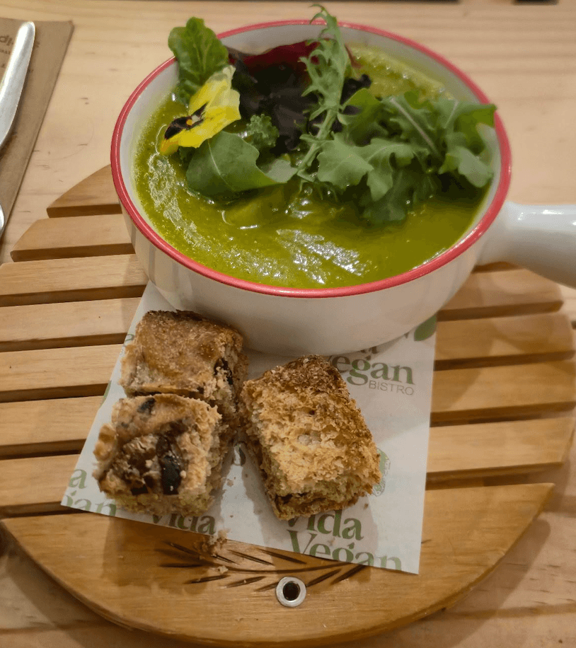 Vida Vegan Bistro - Pumpkin Soup with Focaccia