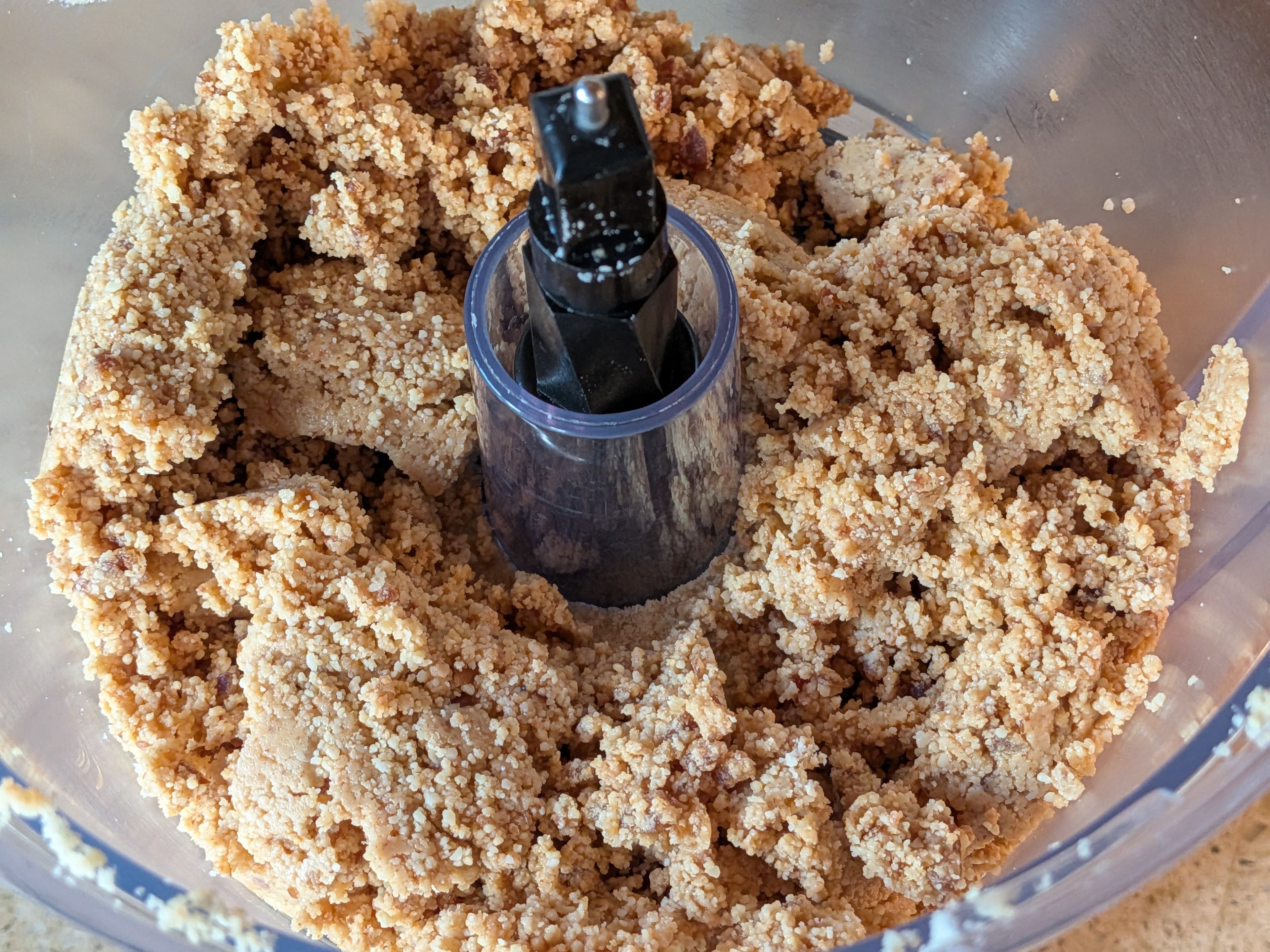 Blend date and almond flour crust