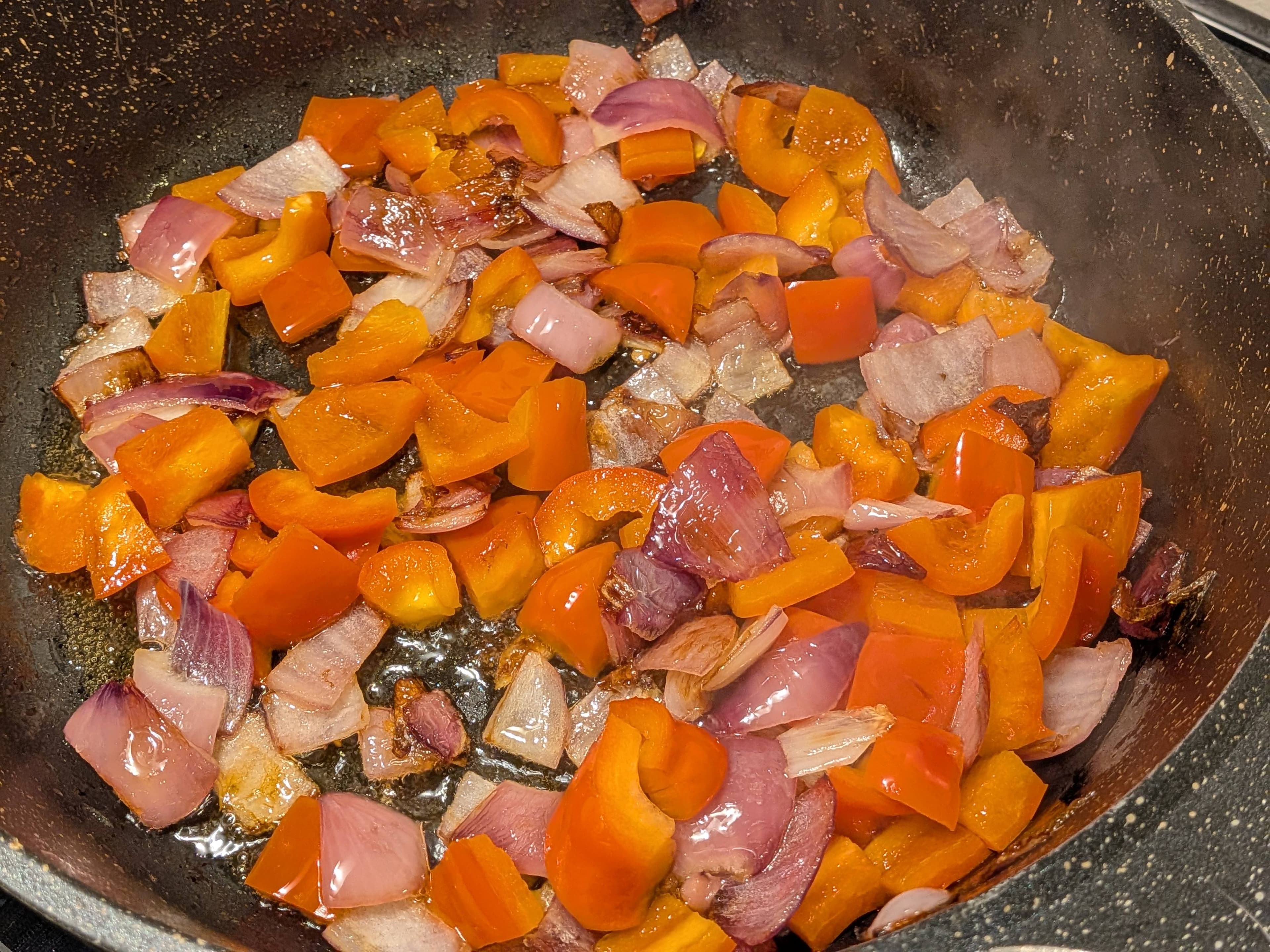 Stir Fry Red Onion and Bell Pepper
