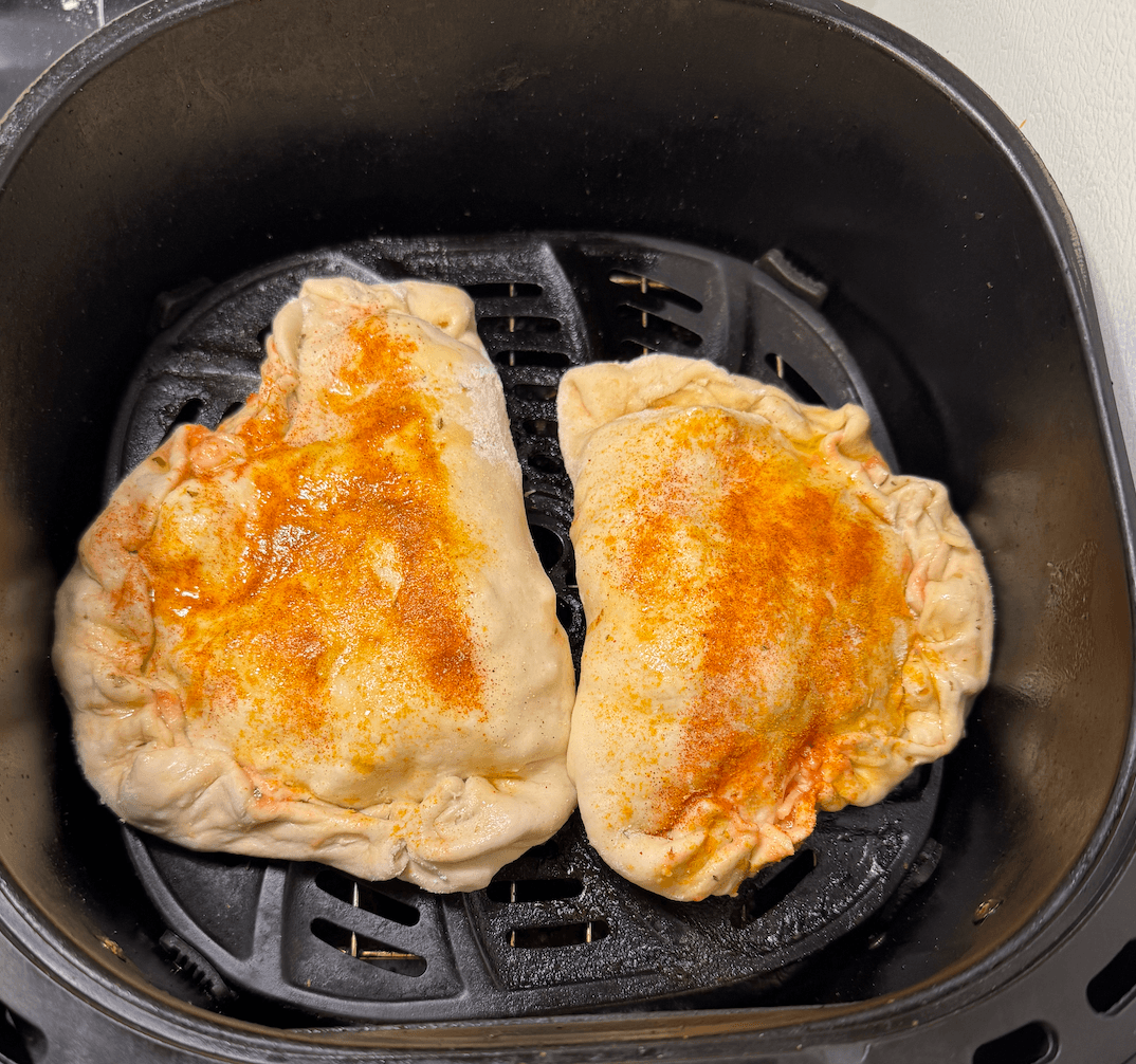 Vegan Airfryer Calzone - Place 2 calzones into a lightly oiled air fryer