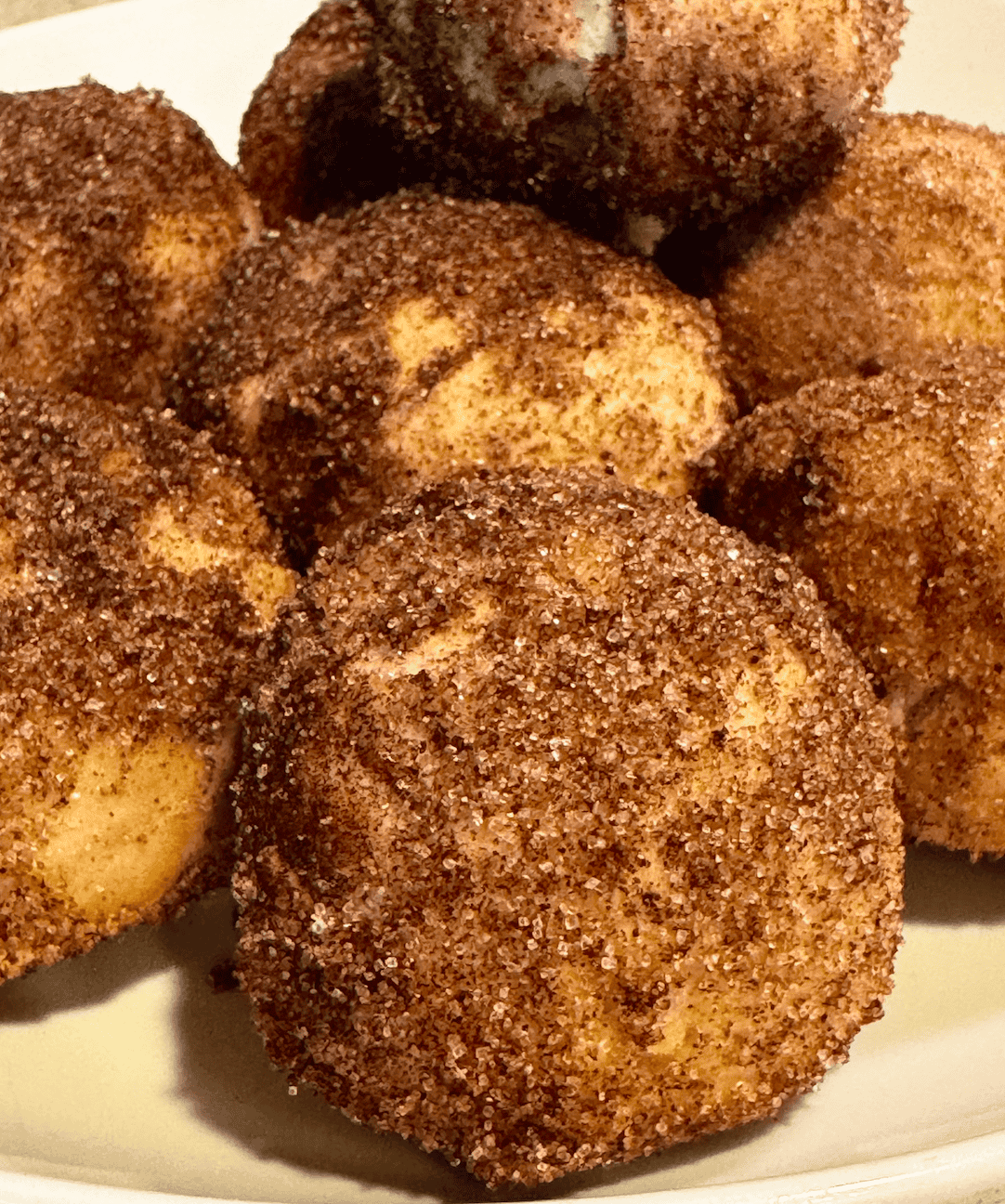 Vegan Air Fryer Donut Holes - Add Melted Coconut Oil and Cinnamon Sugar Topping